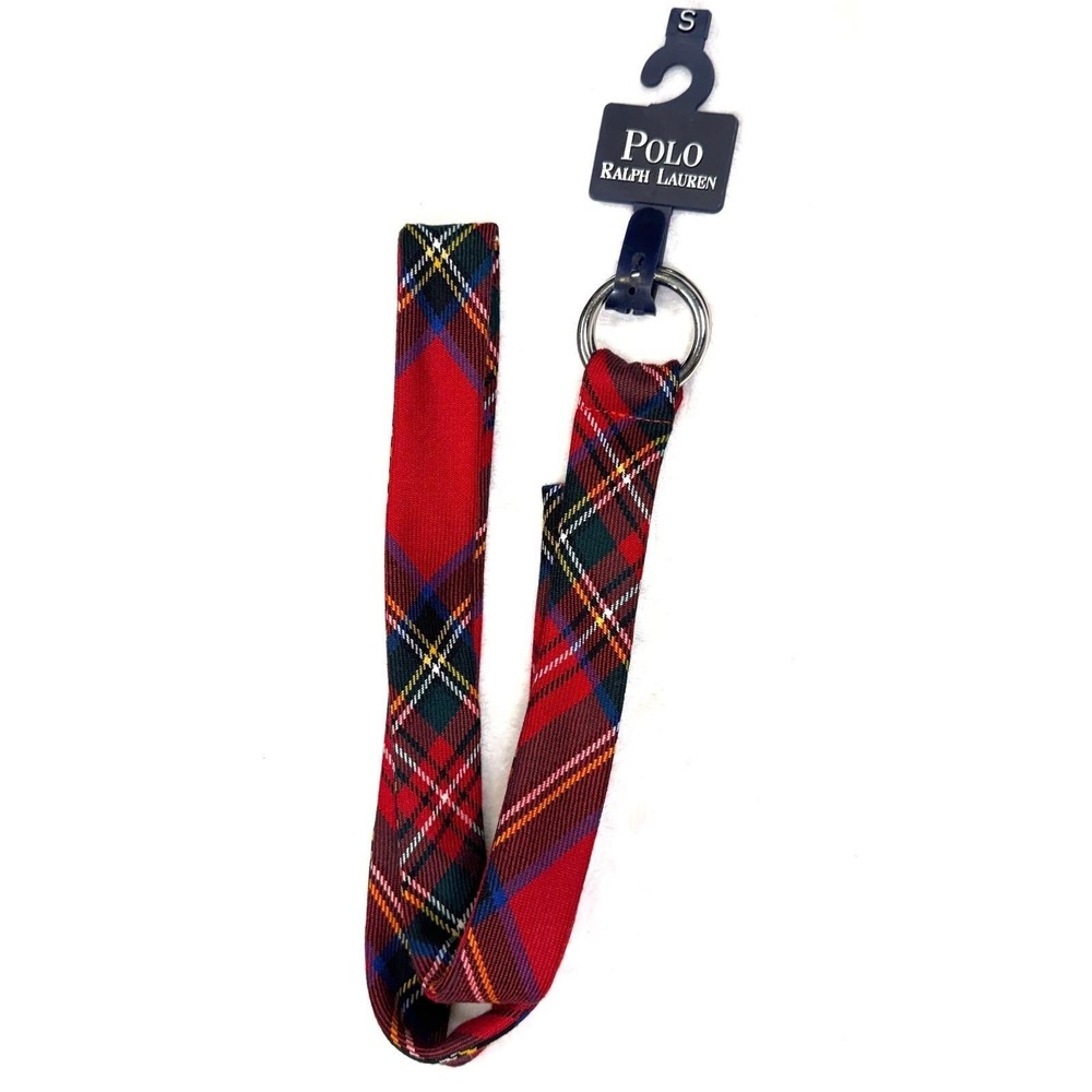 Vintage Polo Ralph Lauren D-Ring Belt Small Red Tartan Plaid wool USA Made new